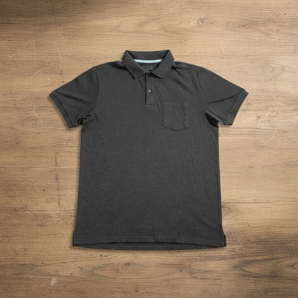 Blue Crown Men's Dark Gray Polo Shirt M Short Sleeve Collared Button